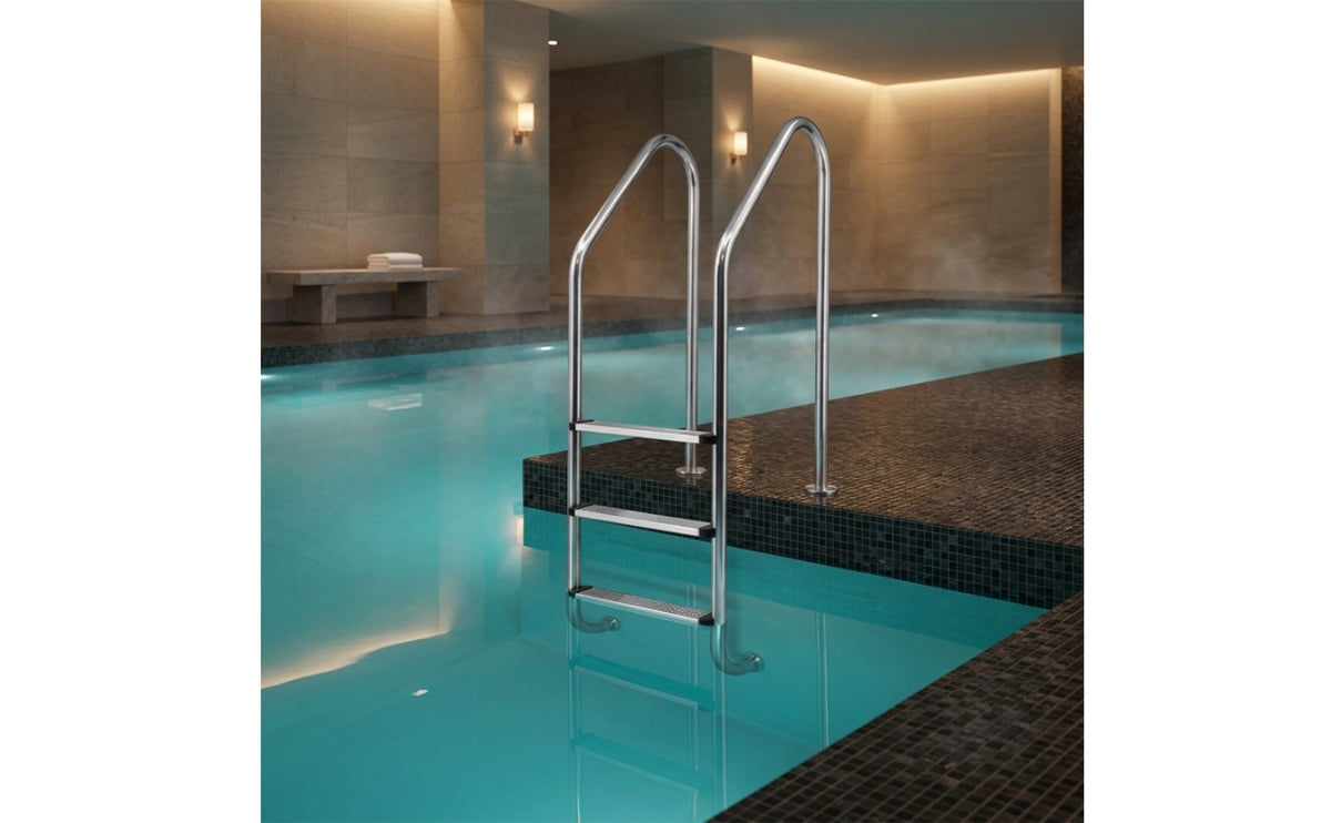 304 Stainless Steel Pool Ladder with Anti-Slip Steps Corrosion-Resistant in-Ground Pool Ladder Long-Lasting Textured for Homeowners