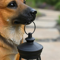 German Herder Statue Light Weather Resistant Creature Lawn Ornament Lamp