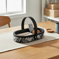 PU Leather Tray Luxury Look Decorative Handle Tray Space-Saving for Entryway