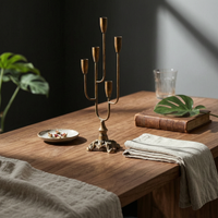 Five-Arm Candelabra Branched Candlestick Holder with Five Arms Portavelas Alto Decorativo Candelabro De Cinco Brazos Elegante