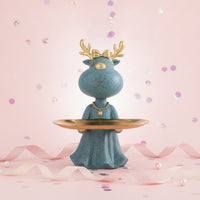 Deer Figurine with Tray Speckled Tabletop Organizer Modern for Vanity, Women