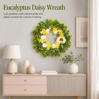 Multicolor Spring Door Wreath, 30cm Eucalyptus Blossom Artificial Wreath for Home Decor, Faux Flower Front Door Decoration