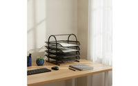 Mesh File Organizer Slanted File Tray Organizer Open Front Desktop Document Tray for Home Workspace