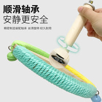 Wooden Parrot Toy with Spinning Wheel and Perch