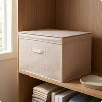 Foldable Storage Box Reinforced Edges Textile Storage Box Handy Handle for Room