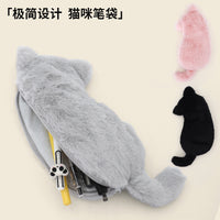 卡通可爱猫咪毛绒笔袋 康乐屋轻便大容量多用收纳袋化妆包批发