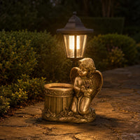 Lantern Planter Ornament Clear Panels Solar Angel Planter