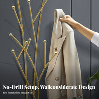 foliageShaped Hook Rack No-Drill Installation Wall Hanger Nordic design for Renters