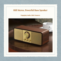 Retro Wooden Speaker, Vintage Radio, Stereo Bass, Home Audio