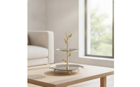 Fruit Tray with Leaf Accents Decorative Two-Tier Space-Saving Two-Tier Tray for Tabletop
