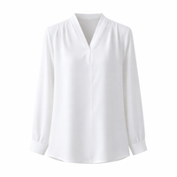 Blouses for Women UK Long Sleeve Pullover Design, Wrinkle Resistant for Business Casual, Ladies Loose Fit Blouse with Pocket Detail