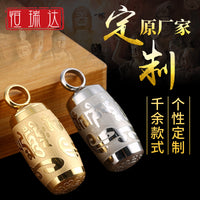 Cinnabar Hollow Six-Syllable Mantra Pendant Necklace Titanium Steel Amulet Tube