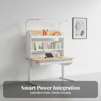 Adjustable Kids Desk and Chair Set Solid Wood Construction Kids Desk and Chair Set Glare-Reducing Light Height Adjustable Learning Station