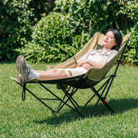 Multi-Position Moon Chair with Leg Rest Portable Reclining Camping Chair Lightweight Foldable Lawn Lounger Supportive for Campers