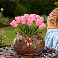 Ornate Iris Planter Relief Design Embossed Flower Pot Irregular Shape Decorative Flower Pot