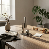 Metal Tube Vase Easy to Clean Stainless Steel Vase Stable Base Home Decor for Dining Table