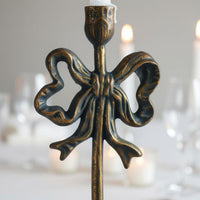Bow-Shaped Candle Holder Antique Distressed Finish Wrought Iron Candle Holder Decorative Table Decor