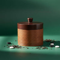 Lidded Wooden Jar Retro Design Round Wooden Canister Environmentally Conscious