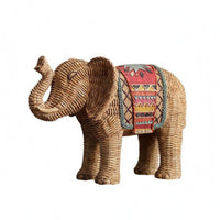 Rattan Elephant Figurine Natural Finish House Decoration Tabletop for Study