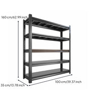 1 Piece Heavy Duty Steel Shelf Five Tier Storage Shelving Unit Freestanding Utility Rack Durable Carbon Steel Adjustable Suitable for Warehouse Garage Kitchen Home Organization
