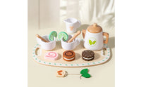 Role-Play Wooden Tea Party Set Educational Wooden Tea Set Educational Playset Imaginative for Preschoolers, Toddlers, Kids, Playroom, Daycare, Classroom