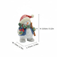 Snowman Skier Statue Festive Snowman Figurine Miniature Skier Figurine for Shelf, Console Table