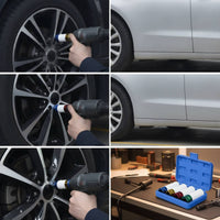 4 Pieces Non-Marring Wheel Socket Protector Sleeve Set Metric Wheel Nut Socket with Safeguarding Sleeve Chrome Molybdenum Tool CR-MO for Mechanics, Car Enthusiasts, Tire Service, Auto Repair Shop, Home Garage
