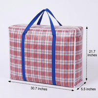 Waterproof Storage Bags and Clothes Storage Bag, Reinforced Woven Polypropylene Moving Bag for Bedroom, 78x55x14cm Plaid Design