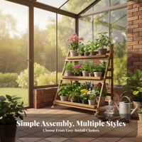 3-Tier Display Rack Mobile with Lockable Wheels 3-Tier Foldable Rolling Shelf