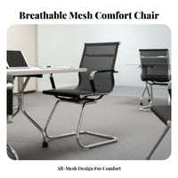 Cantilever Mesh Chair Sled Base Conference Seating Ergonomic Design Support for Students