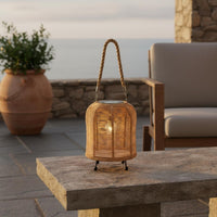 Handwoven Solar Lantern Braided Rope Handle Handwoven Rattan Lantern for Balcony