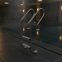 Stainless Steel Pool Ladder Flange-Mounted Pool Ladder with Handrails Rust Resistant for Facility Managers, Swimming Pools, Leisure Facilities