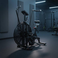 Adjustable Seat Air Resistance Bike Stable Base Upright Air-Resistance Bike Console Display Fitness Equipment Transport Wheels for Home Gym