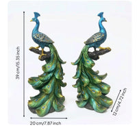 Resin Peacock Figurine Elegant Ornament Sculpted for Wine Cabinet