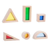 6 Pieces Rainbow Acrylic Building Blocks Hands-on Learning Wooden Acrylic Blocks Open-Ended Play for Preschoolers, Classroom