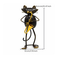 Metal Feline Figure Figurine Tabletop Cat Figurine Whimsical Ornaments for Desk
