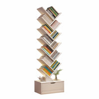 Tree-Shaped Book Rack Narrow Outline Shelving Unit Space-Saving Sturdy Construction for Apartment Dwellers, Kids, Dorm Room