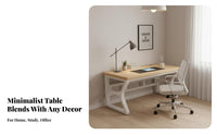 Study Desk Spacious Desktop Double Workstation Desk Sturdy Construction Home Office Workstation for Couples, Professionals, Bedroom, Game Room