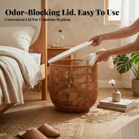 Woven Basket with Lid Waterproof Laundry Hamper Multi-Functional for Dorm Room