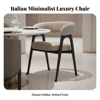 Upholstered Dining Armchair Nordic design Upholstered Wooden Armchair with Armrests Ergonomic Backrest for Hoteliers, homeowners