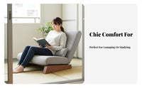 Reclining Floor Lounger Ergonomic Design Adjustable Woven Mat Recliner with Ottoman Armless Removable Cover for Students