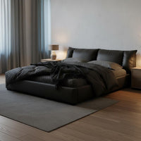 Italian Minimalist Bed Frame Light Luxury Modern Leather Foundation Bed for Newlyweds