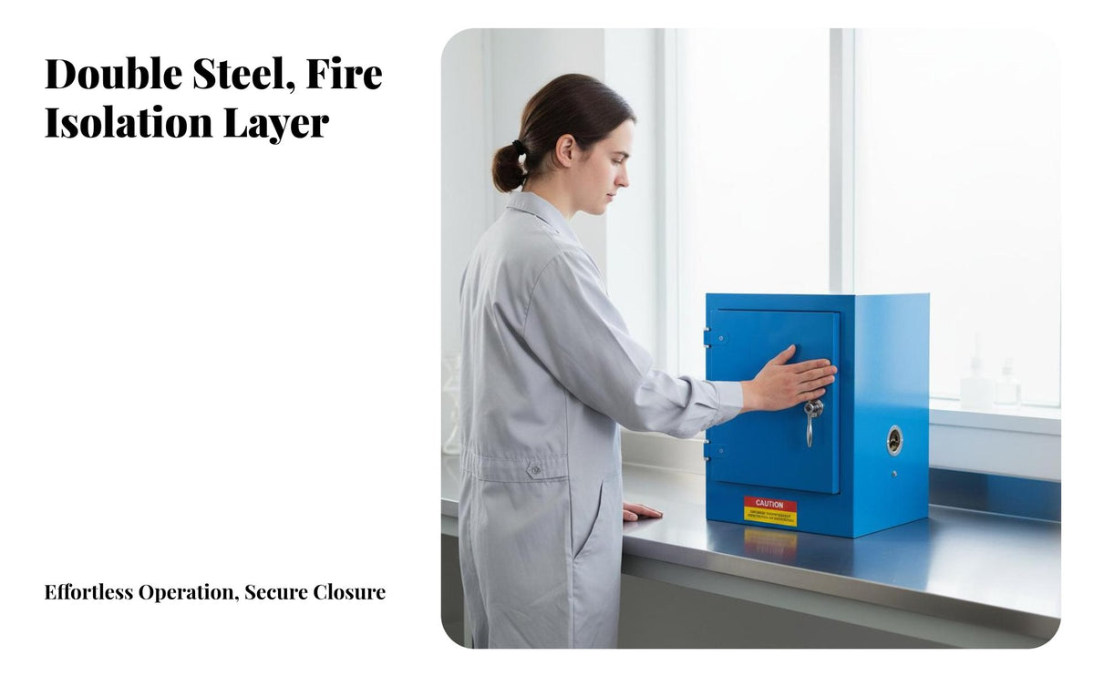 Fire Resistant Safety Cabinet Heavy Duty Steel Construction Storage Cabinet Antistatic Grounding Fireproof Storage Box Double Ventilation for Laboratory Technicians, Industrial Workers, Factory Managers, Laboratoryoratory Oratory, Warehouse, Workshop