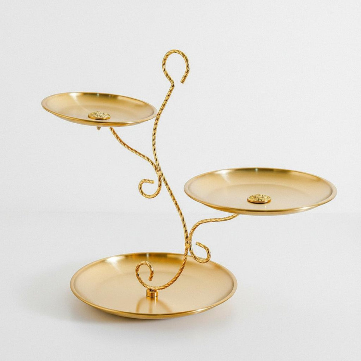 3-Tier Fruit Plate Stand Stainless Steel Gold Cupcake Holder Light Luxury Design