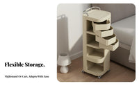 Multifunctional Bedside Storage Cabinet on Wheels Large Capacity Multi-Tier Rotating Organizer Long-Lasting Storage Cart with Wheels for Homeowners, Professionals, Living Room, Bedroom, Bathroom, Kitchen