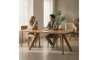 Natural Finish Fir Wood Dining Table Light Brown Rectangular Dining Table Easy to Set up Furniture Large for Home Office