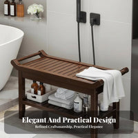 Bamboo Bath Stool Water Resistant Bamboo Shower Bench Heavy-Duty for Living Room