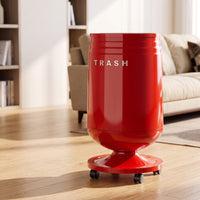Trash Bin with Lid Glossy Hinged-Lid Garbage Can Cylindrical Pedestal Waste Bin for Kitchen, Office, Living Room