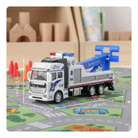 Toy Truck Pull-Back Action Police Hauler Truck Toy Realistic Design Help Vehicle Playset for Kids