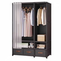 Covered Clothing Rack particleproof Cover Portable Closet Easy Assembly for Students